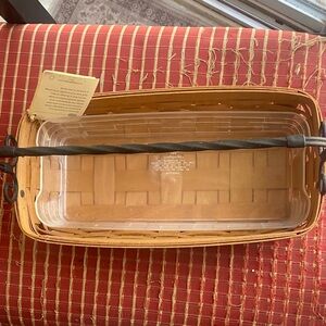 Vintage Longaberger Natural Brown Woven Basket w liner still has original tags